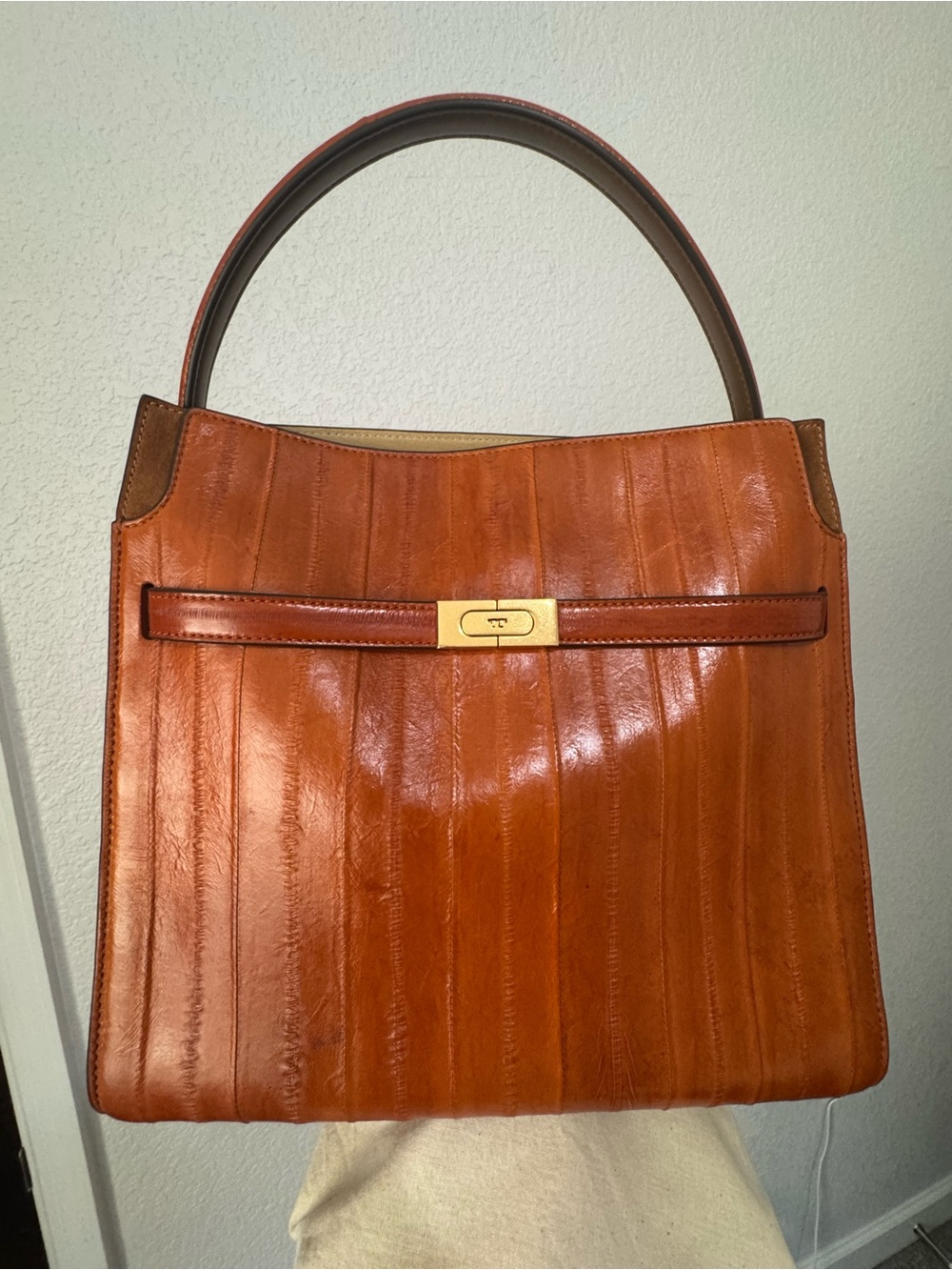 Tory Burch Lee Radziwill Eel Double Bag in Warm Rust